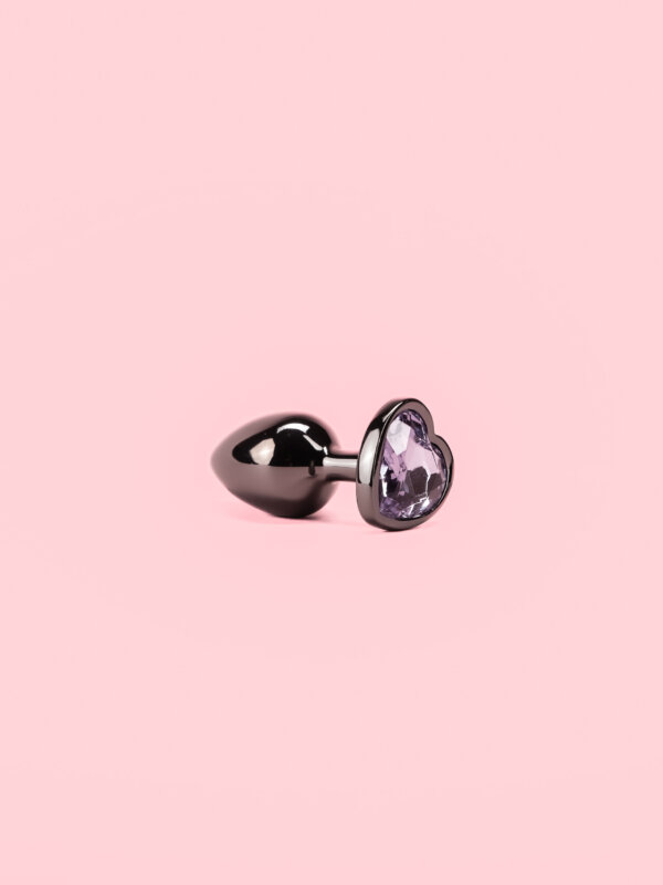 Black Heart Butt Plug cu Diamant