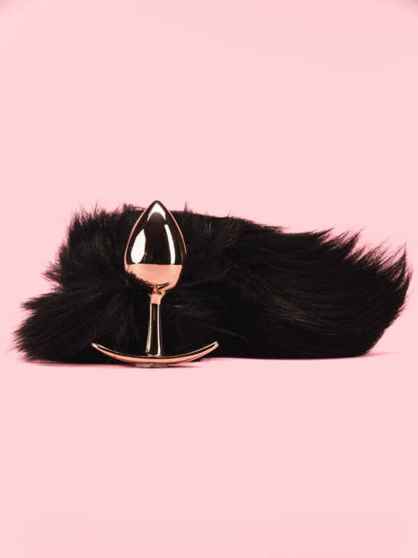 Golden Butt Plug cu Coada Neagra