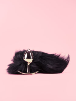 Golden Butt Plug cu Coada Neagra image 1