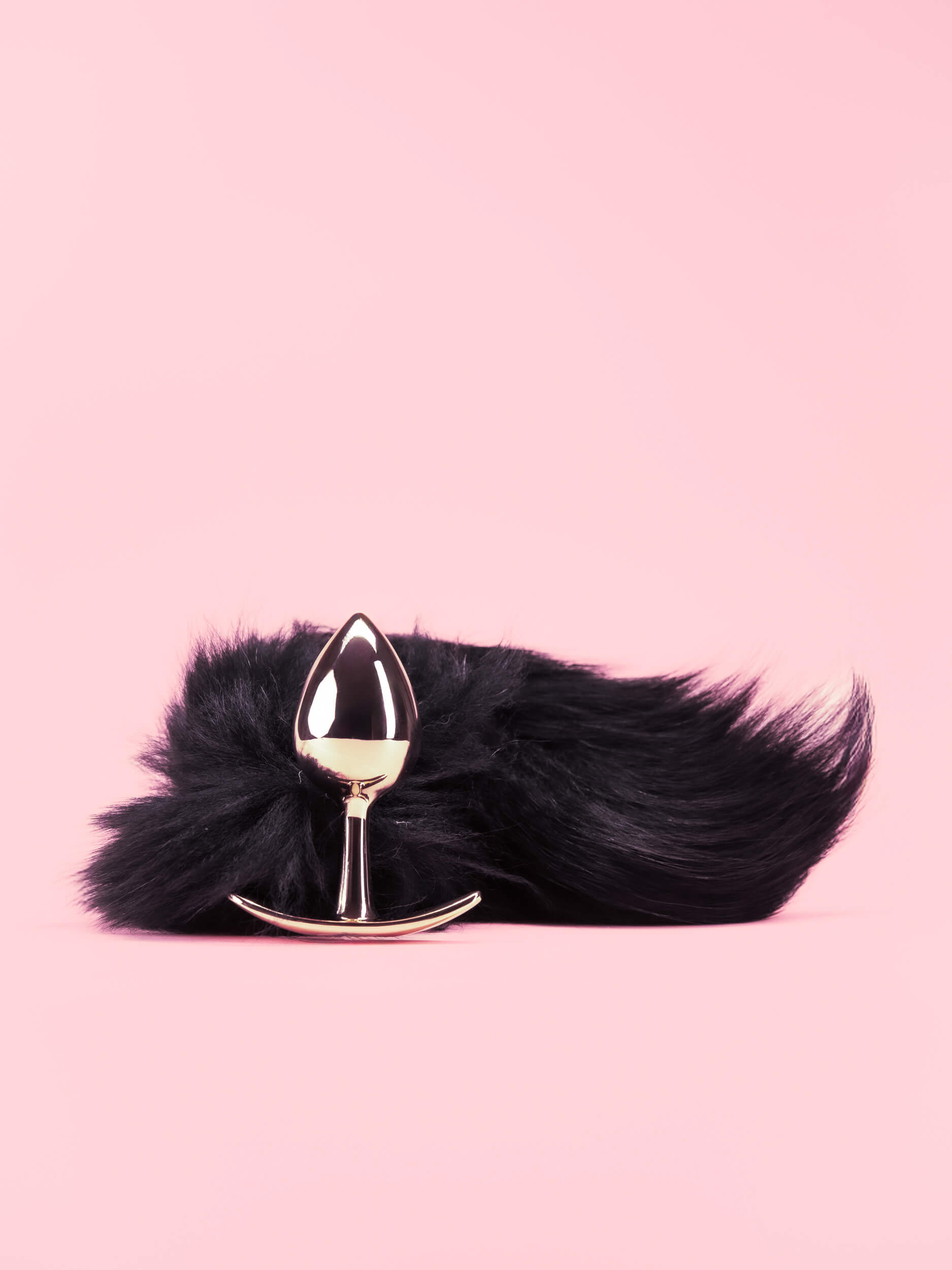 Golden Butt Plug cu Coada Neagra image 1