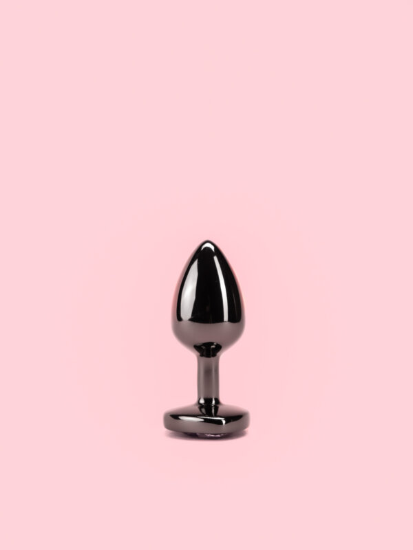 Black Heart Butt Plug cu Diamant 3 Marimi