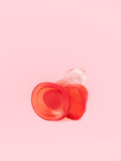 Dildo Rosu Transparent 18 cm image 3