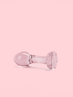 Butt Plug din Sticla Roz cu Floare image 1