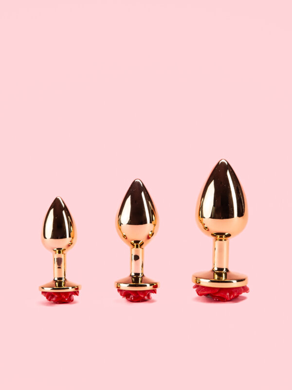 Golden Butt Plug din Metal cu Trandafir