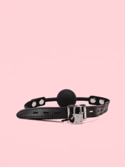 Ball Gag Ajustabil Piele cu Silica image 2