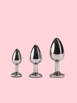 Butt Plug Greu din Metal cu Piatra Rotunda 3 Marimi image 1