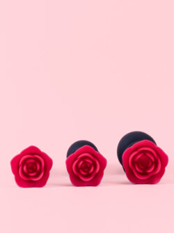 Butt Plug din Silicon Negru cu Trandafir image 7