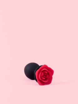 Butt Plug din Silicon Negru cu Trandafir image 5
