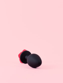 Butt Plug din Silicon Negru cu Trandafir image 1