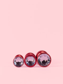 Dop Anal din Metal Roșu Sidefat cu Piatra image 4