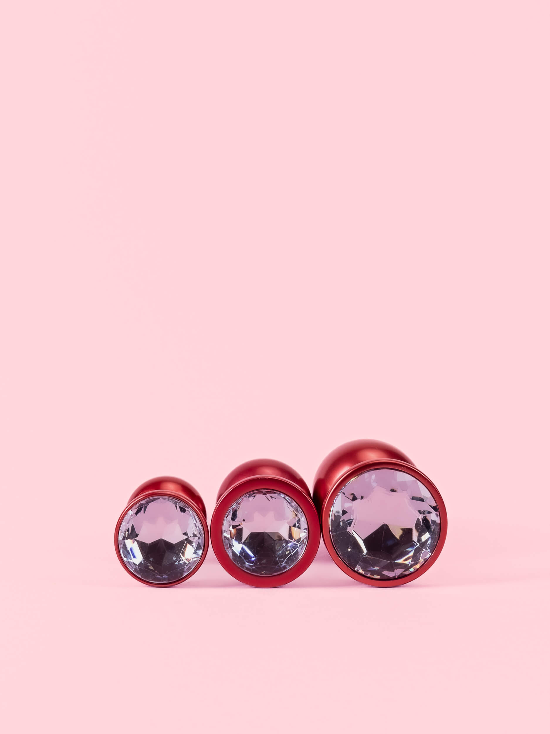 Dop Anal din Metal Roșu Sidefat cu Piatra image 4