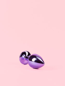 Butt Plug Metal Lucios Mov cu Cristal image 1