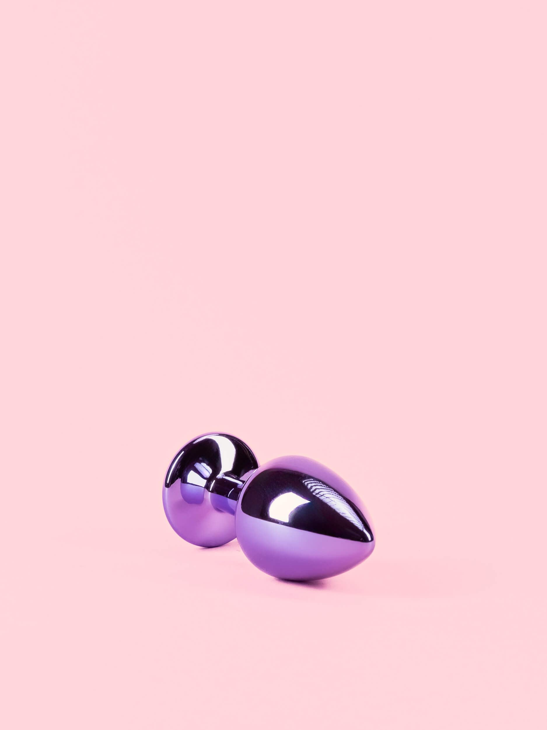 Butt Plug Metal Lucios Mov cu Cristal image 1