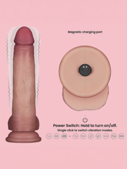 Fredy - Dildo Vibrator cu Piele Glisantă și Telecomandă 21 cm image 10
