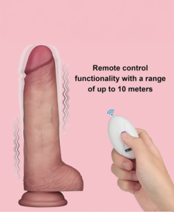 Fredy - Dildo Vibrator cu Piele Glisantă și Telecomandă 21 cm image 8