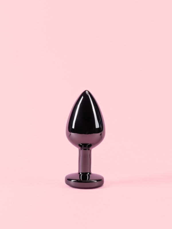 Butt Plug din Metal Negru cu Piatra