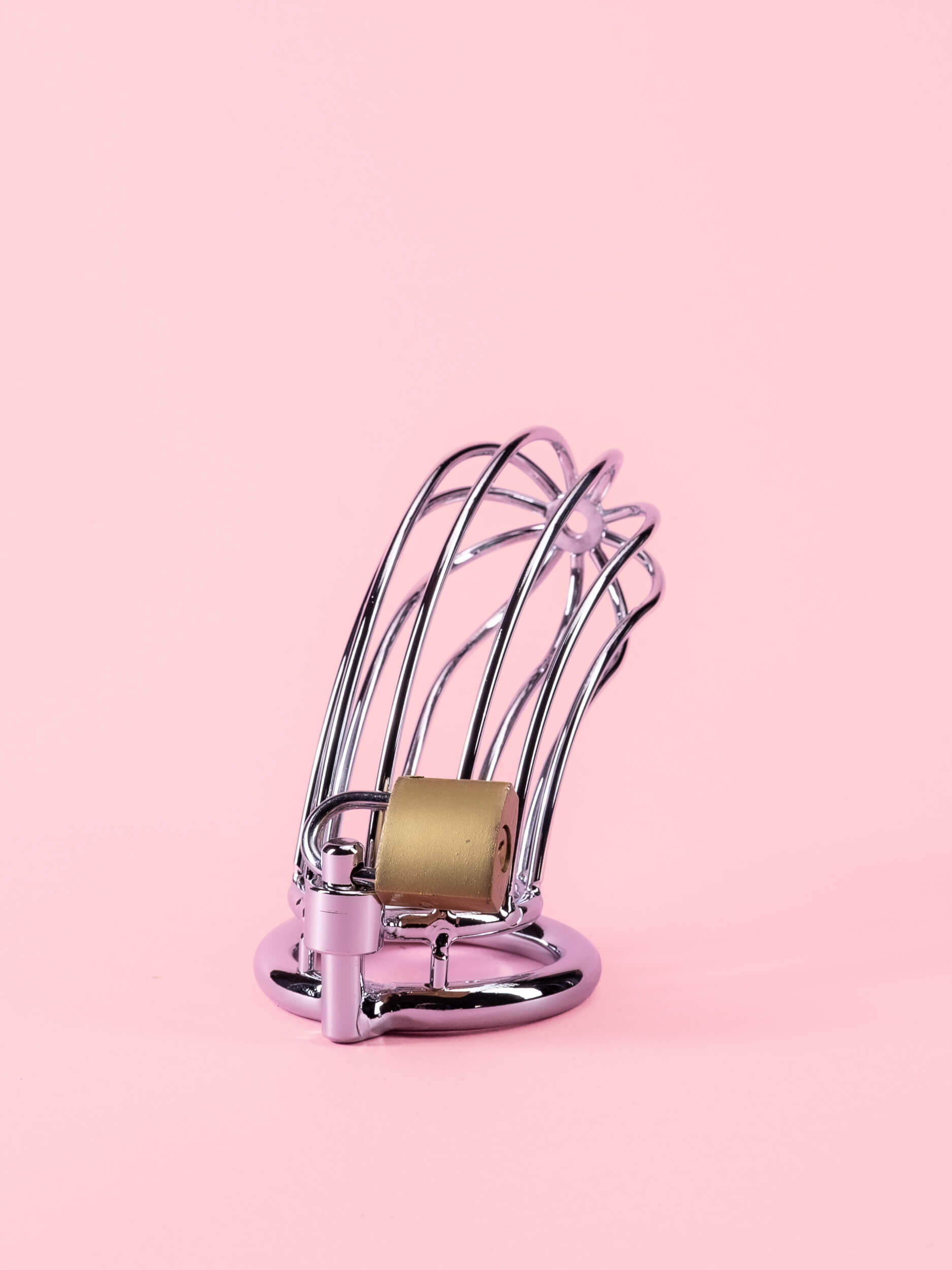 Cușcă de Castitate din Metal cu Lacăt image 5