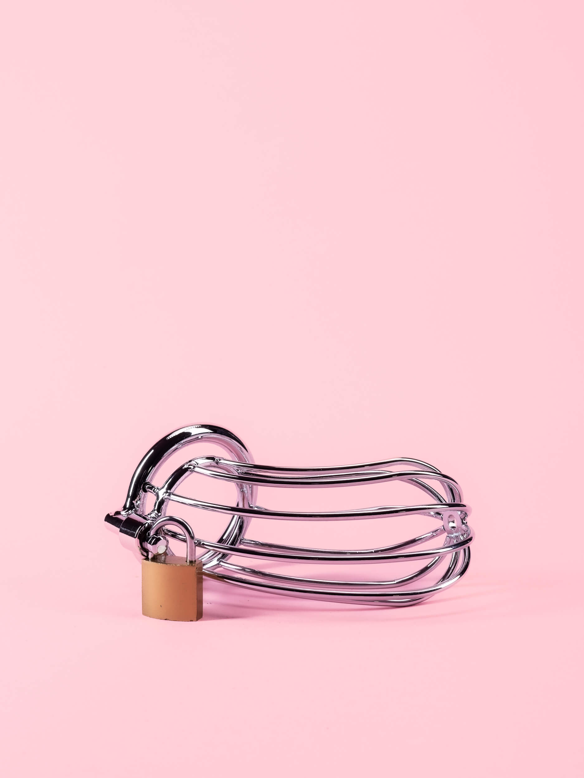 Cușcă de Castitate din Metal cu Lacăt image 6