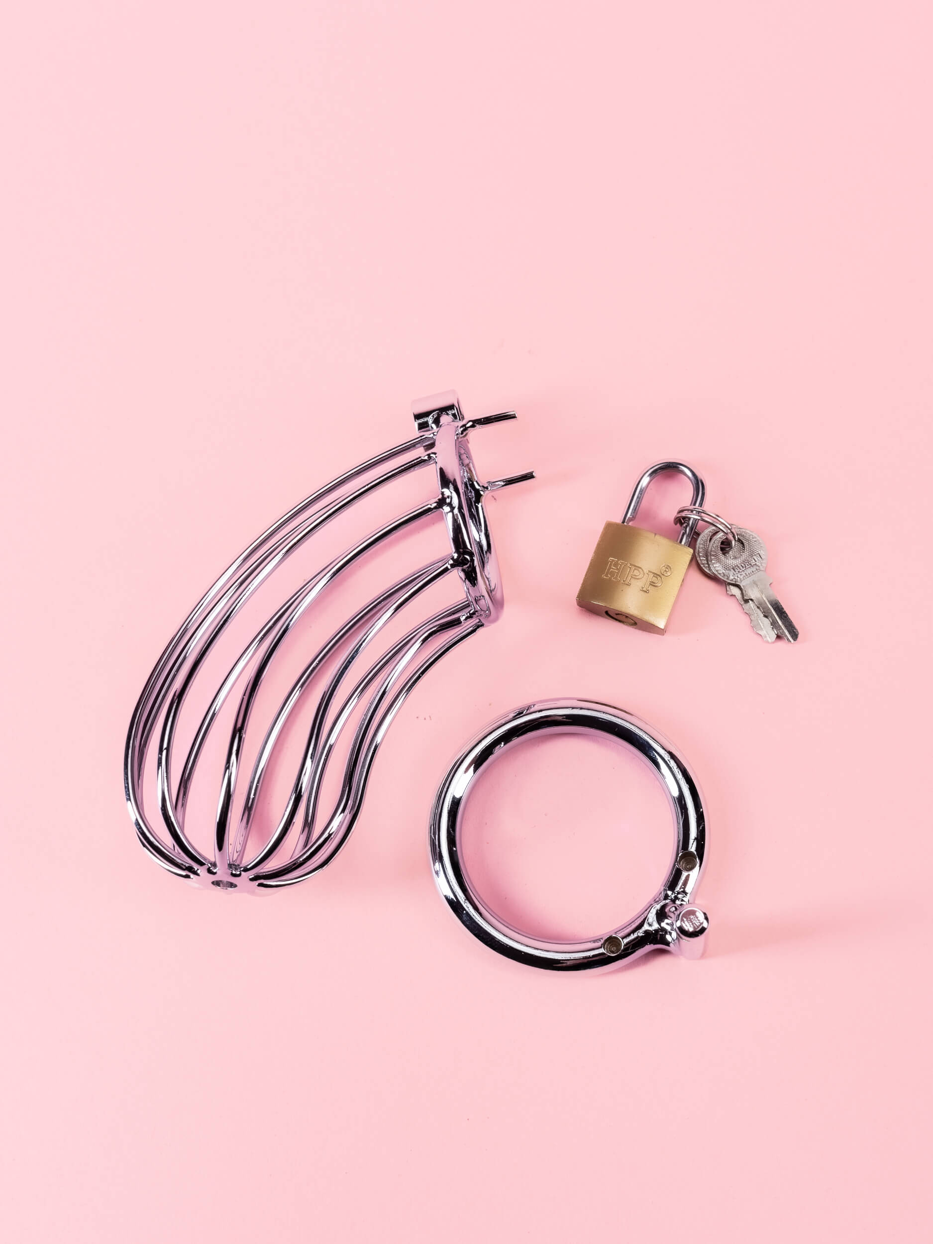 Cușcă de Castitate din Metal cu Lacăt image 4