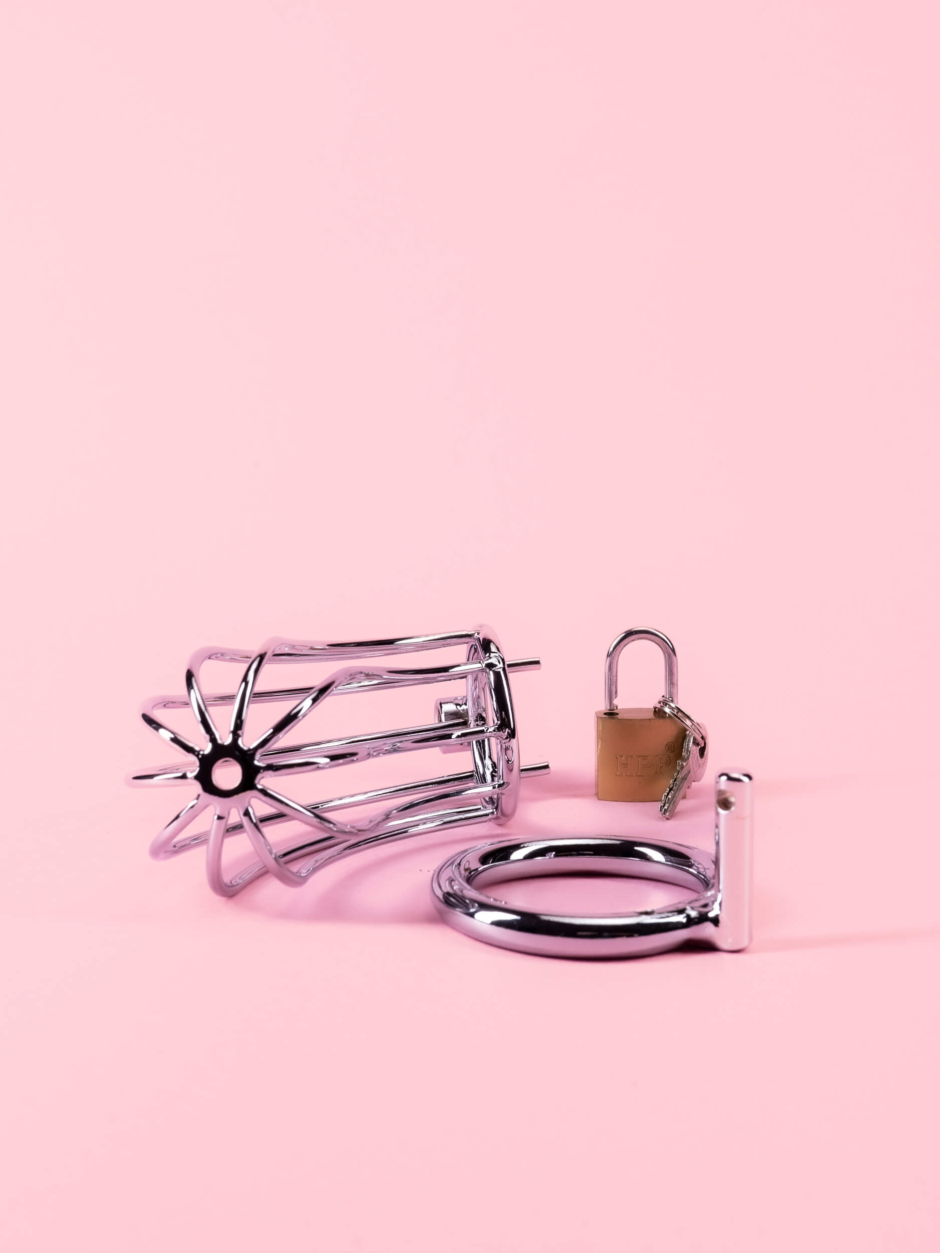 Cușcă de Castitate din Metal cu Lacăt image 7