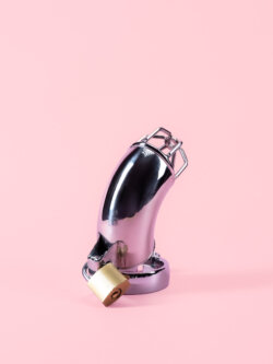 Cușcă de Castitate din Metal cu Lacăt și Cheie image 4