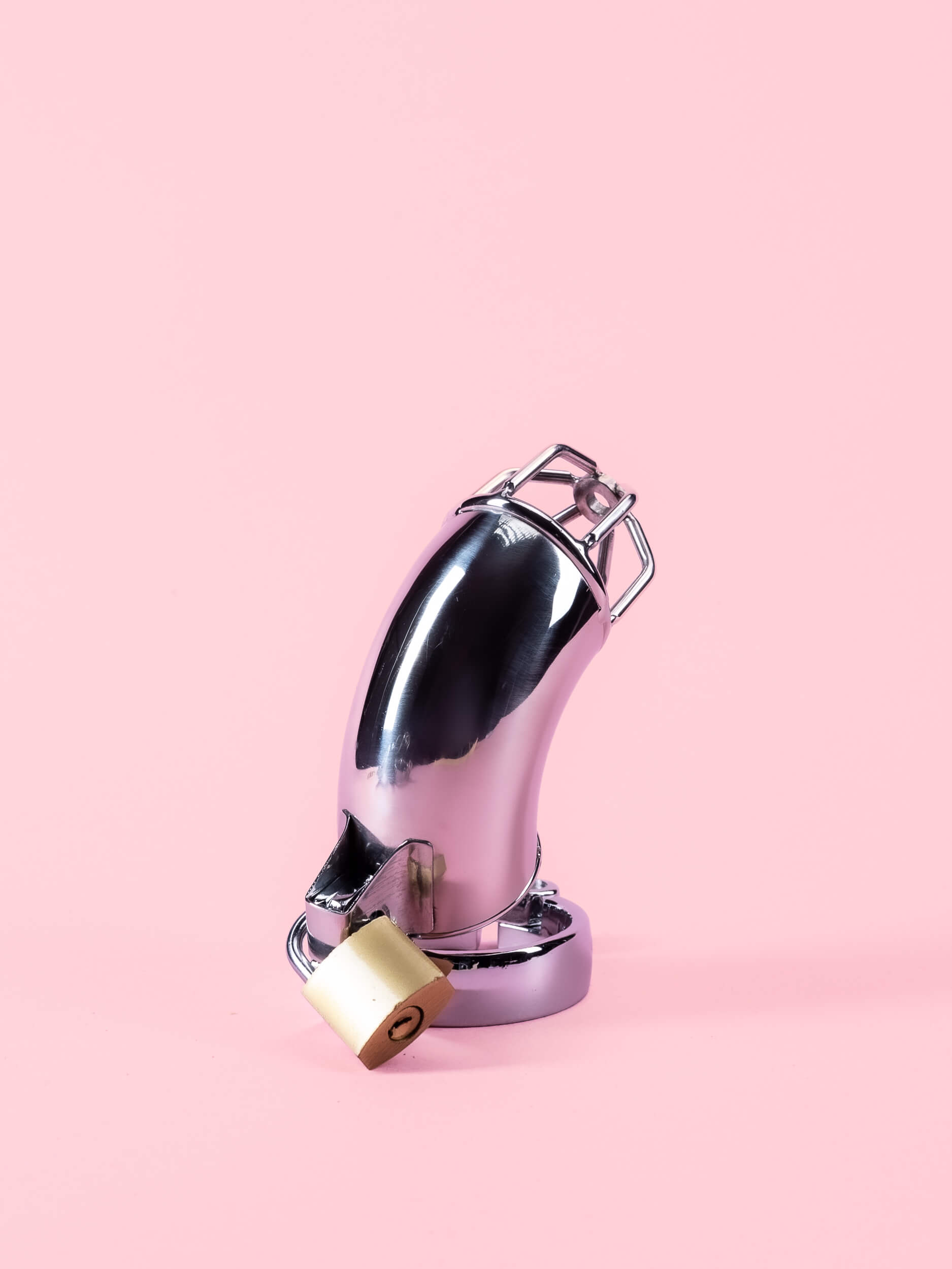 Cușcă de Castitate din Metal cu Lacăt și Cheie image 4