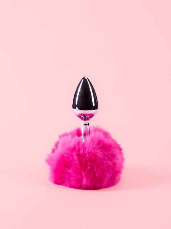Bunny Butt Plug din Metal cu Pompon Pufos